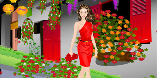 HT83 red fashion dress up 2 game
